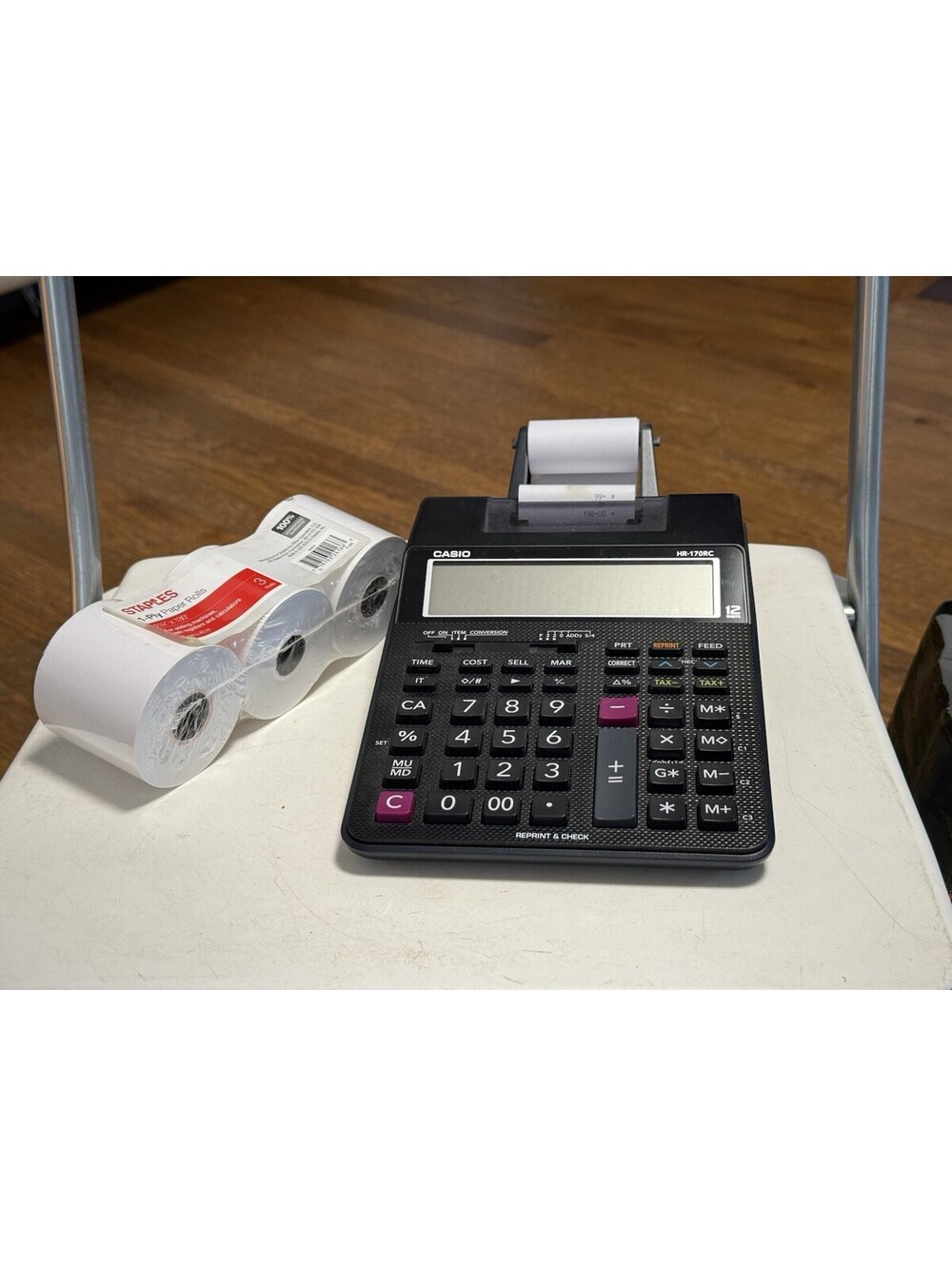 Casio HR200RC Mini-Desktop Printing Calculator Black  W/Rolls